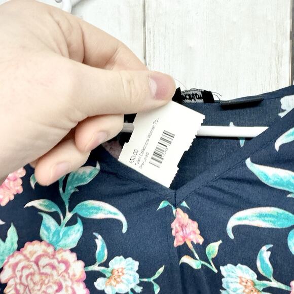 Tolani Collection Floral Print Top Women's M V-Neck Long Sleeve Modal Peasant - Picture 4 of 5